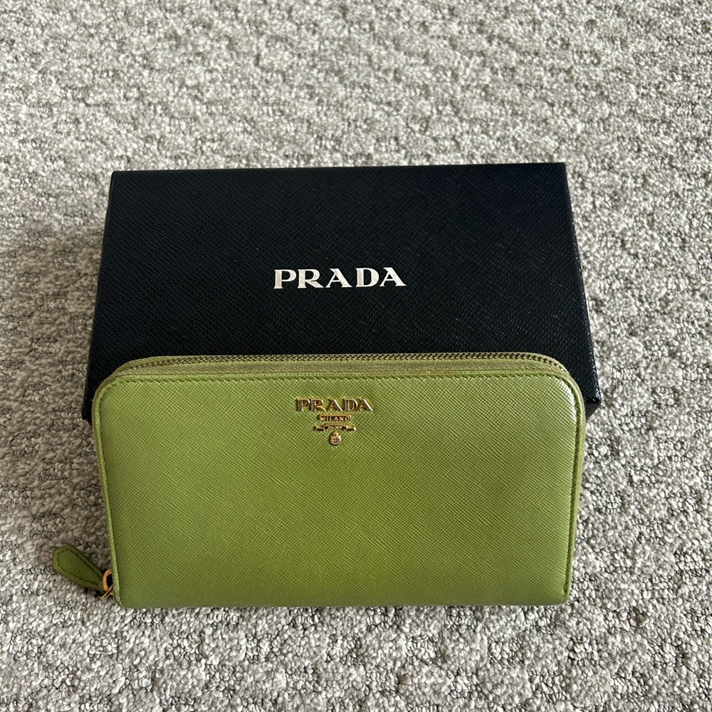 Prada Saffiano zip up wallet